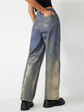 Women's Chic Spray Paint Gradient Color Jeans