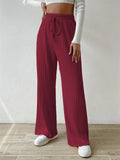 Women's Striped Texture Loose Drawstring Straight-Leg Pants