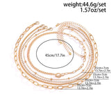 5Pcs/Set Punk Style Multilayer Iron Chain Necklace for Women