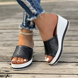 Female Contrast Color Slip-On Platform Slippers