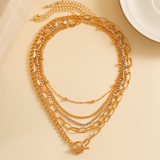 5Pcs/Set Punk Style Multilayer Iron Chain Necklace for Women