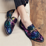 Men's Luxury Vintage Print Slip-On Pointed Toe Dress Shoes