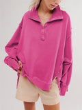 Oversized Side Split Lantern Sleeve Sweatshirt for Women