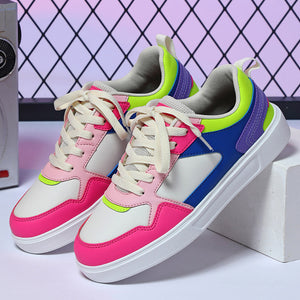 Trendy Color Block Thick Sole Skateboard Shoes for Women