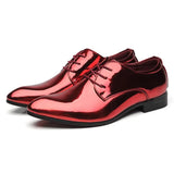 Men's Fashionable Pointed Toe Glossy Artificial Leather Dress Shoes