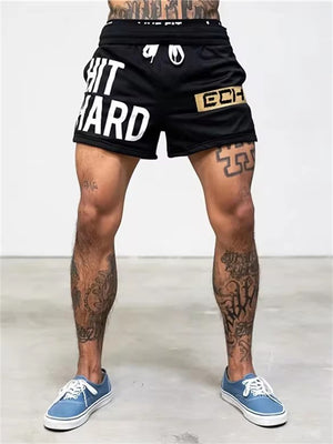 Men's Letter Print Sports Boxing Drawstring Shorts