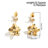 Luxury Gold & Silver Flower Pendant Statement Earrings for Lady