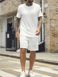 Male Textured Summer T-shirt Shorts Vacation Outfit