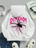 Female Screaming Spider Web Printed Oversized Hoodies