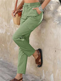 Women's Contrast Color Patchwork Casual Drawstring Pants