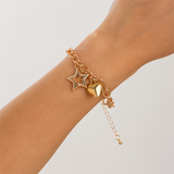 Ladies Hollow Star Heart Charm Metallic Bracelets