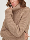 Autumn Warm Macaron Color High Collar Knitted Sweater for Lady