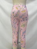 Leisure Floral Print Skinny Stretchy Cropped Pants for Women