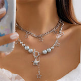 2Pcs/Set Star Tassel OT Buckle Necklaces for Women