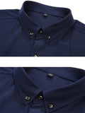 Simple Turn-Down Collar Button Up Long Sleeve Shirt for Men