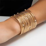 Multilayered Stacked Rhinestone Cuff Bracelets for Women