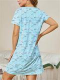 Stylish Printed Women's Crew Neck Nightwear Dresses