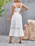 Women's Hollow Lace Patchwork Square Neck Elegant Dress