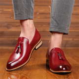 Men's Vintage Glossy Pointed Toe Tassel Dress Shoes