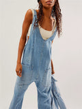 Plus Size Casual Durable Denim Jumpsuits for Ladies