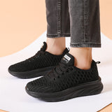 White & Black Classic Breathable Knitted Sports Shoes for Women