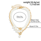 Female OT Buckle Multilayer Faux Pearl Pendant Necklace