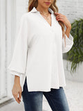 Fashion V Neck Lantern Sleeve Cozy Chiffon Shirt for Women