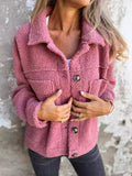 Macaron Color Fluffy Plush Single Breasted Coat for Women