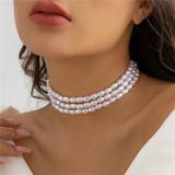 Wedding Party Multilayer Imitation Pearl Necklace for Lady