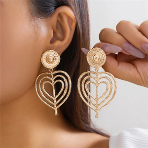 Triple Heart Design Hanging Earrings for Ladies