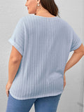 Leisure Plus Size Round Neck Striped Texture Shirt for Women