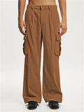 Men's Relaxed Casual Pleated Corduroy Multi-Pocket Cargo Pants