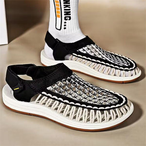 Hollow Out Beach Braided Velcro Sandals for Male