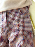 Women's Chic Cozy Oversized Cotton Linen Plaid Trousers