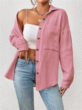 Women's Holiday Candy Color Lapel Button Up Blouses