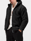 Men's Anti-Theft Zipper Pocket Patchwork Plush Lining Hooded Coat