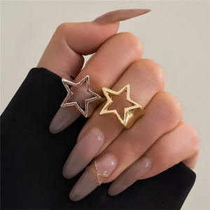 Fashionable Hollow Star Opening Rings for Women