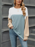 Candy Color Striped Texture Autumn Long Sleeve Shirt for Women