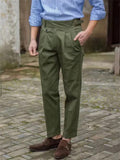 Men's British Style Adjustable Waist Straight-Leg Pants