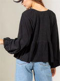 Female Retro Sweet V Neck Lantern Sleeve Spring Shirt