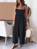 Women's Casual Solid Color Strappy Bustier Jumpsuits