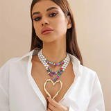 Female Beads Imitation Pearl Heart Shaped Necklaces