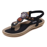 Ladies Summer Holiday Vintage Beads Elastic Band Sandals