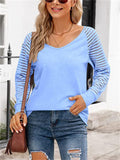 Ladies Daily V Neck Visible Long Sleeve Shirt