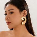 Female Irregular Curved Wave Shaped Pierced Earrings