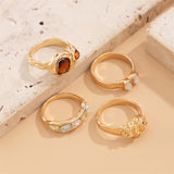 Ladies 4Pcs/Set Elegant Luxury Rhinestone Rings