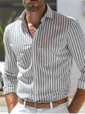 Men's British Style Fashionable Vertical Stripe Shirts