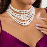 Imitation White Pearls Elegant Necklaces for Ladies