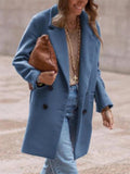 Women's Autumn Solid Color Notched Lapel Mid-Length Woolen Coat