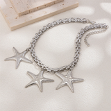 Plain Metallic Starfish Pendant Necklaces for Women